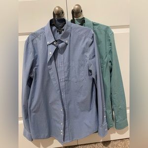 2 pairs George plaid button down shirts